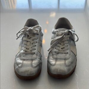Silver Lace-Up Sneakers